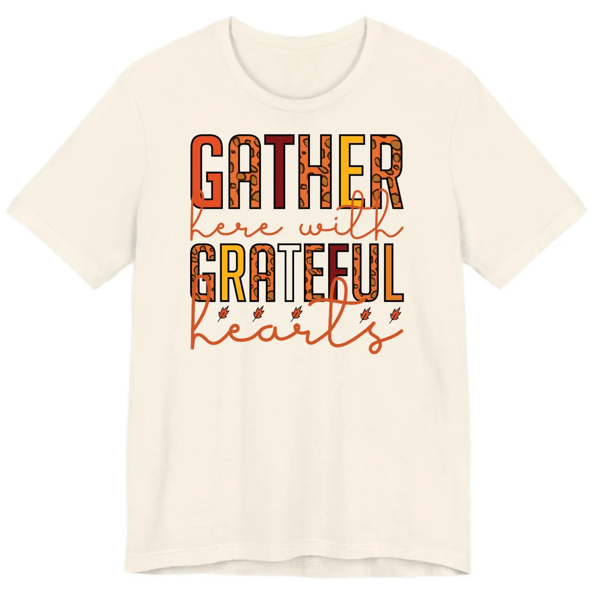 Gather Here With Hearts Premium T-Shirt in Natural