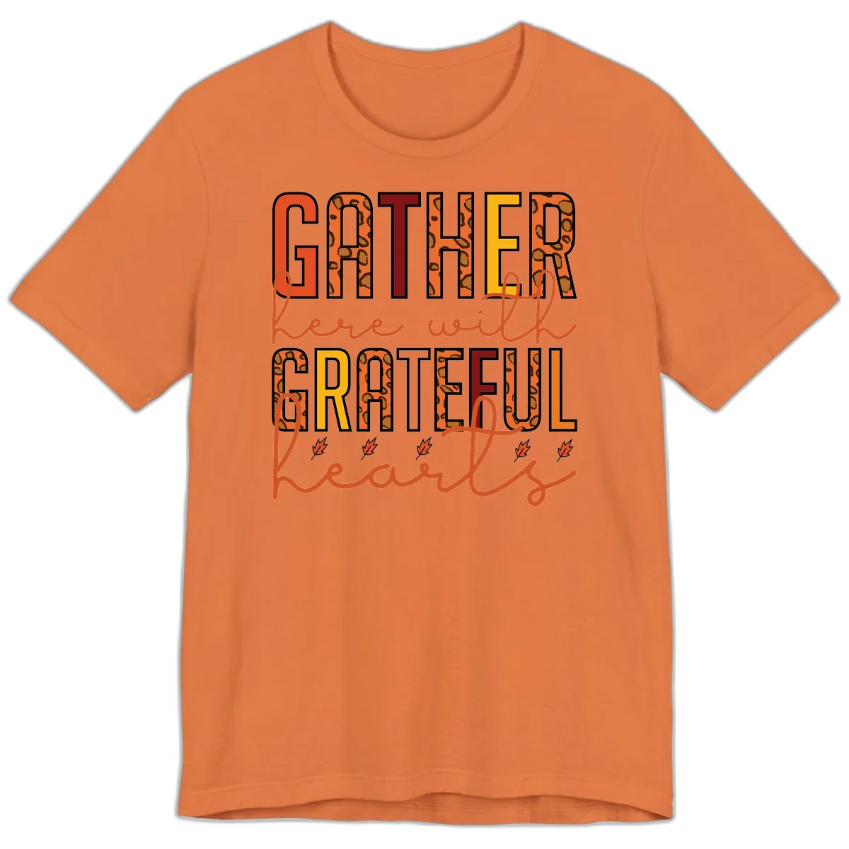 Gather Here With Hearts Premium T-Shirt in Burnt Orange