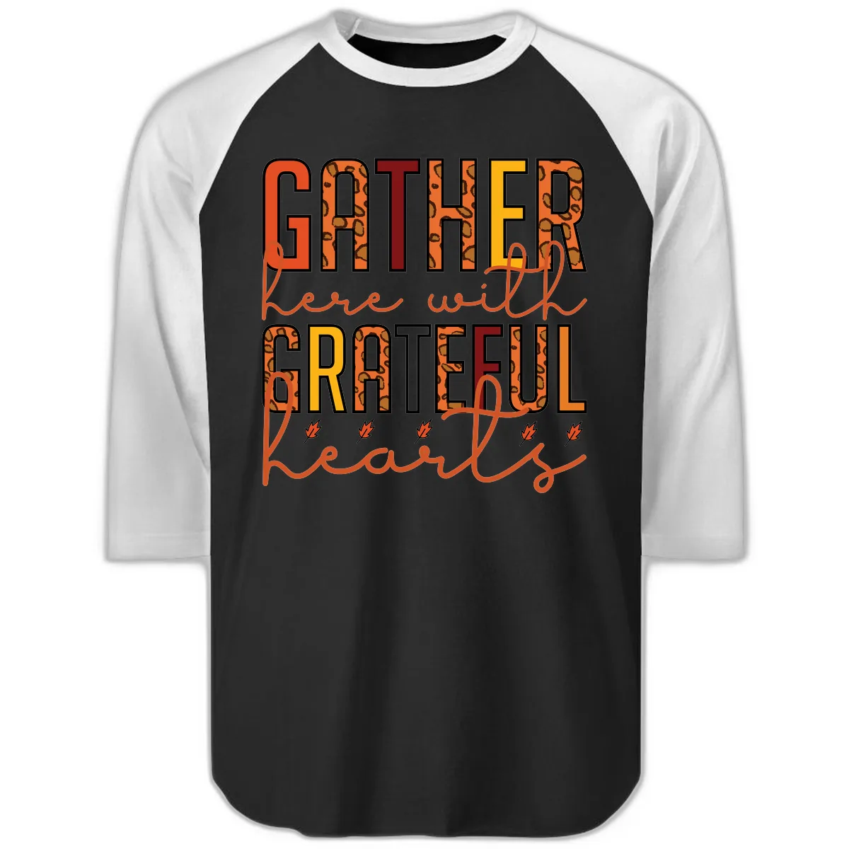 Gather Here With Hearts Raglan 3/4 in Black White