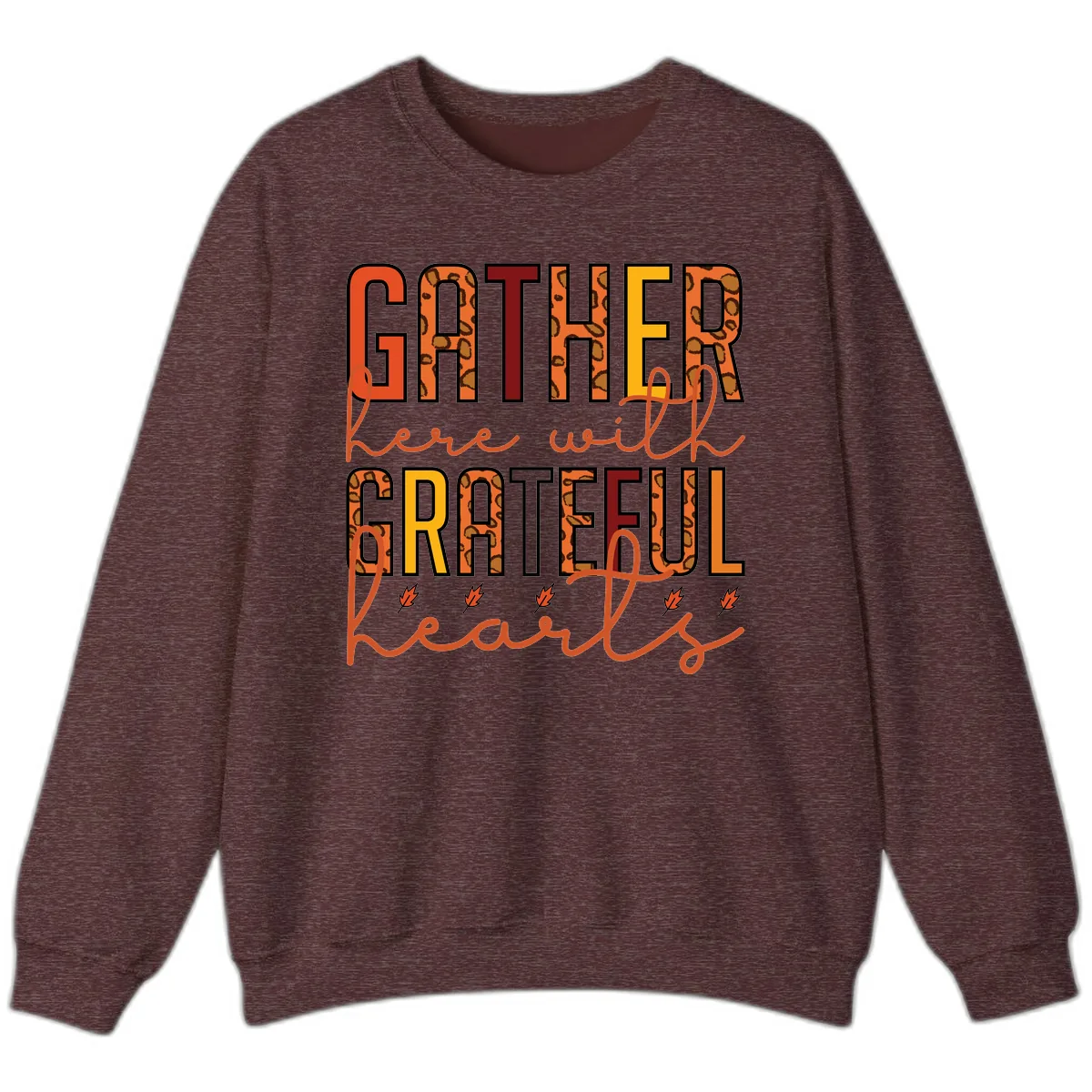 Gather Here With Hearts Sweatshirt in Heather Sport Dark Maroon
