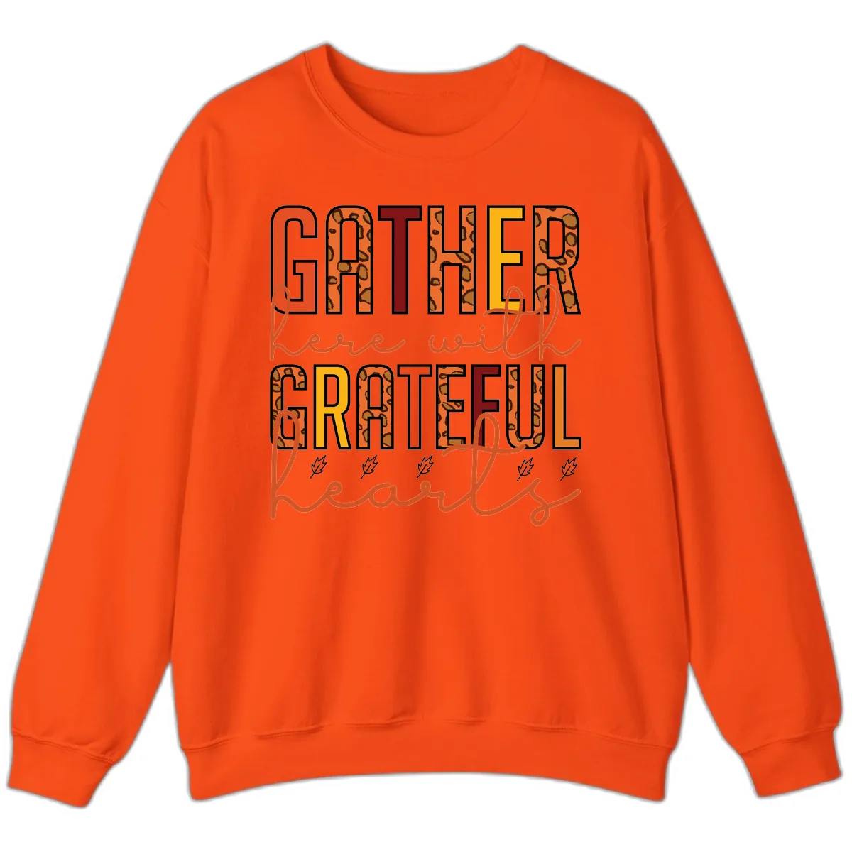 Gather Here With Hearts Sweatshirt in Orange