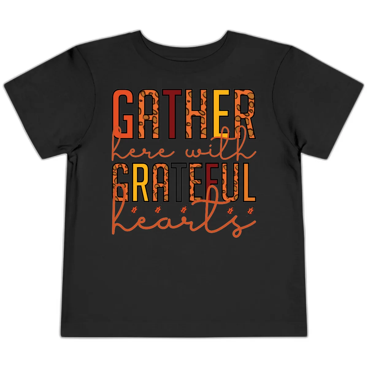 Gather Here With Hearts Toddler T-Shirt in Black