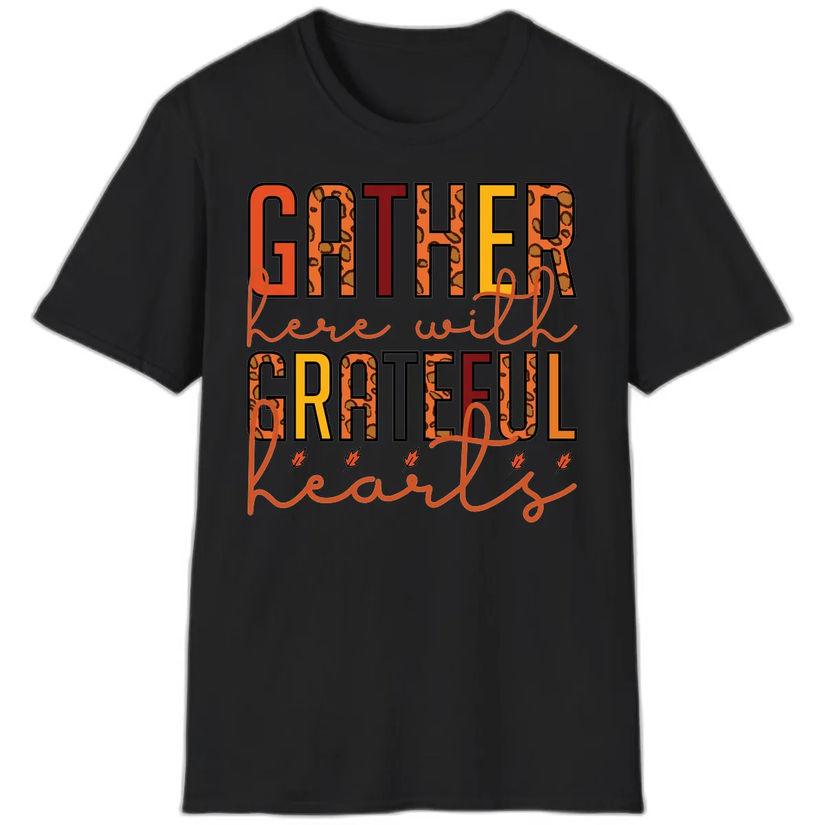 Gather Here With Hearts T-Shirt in Black