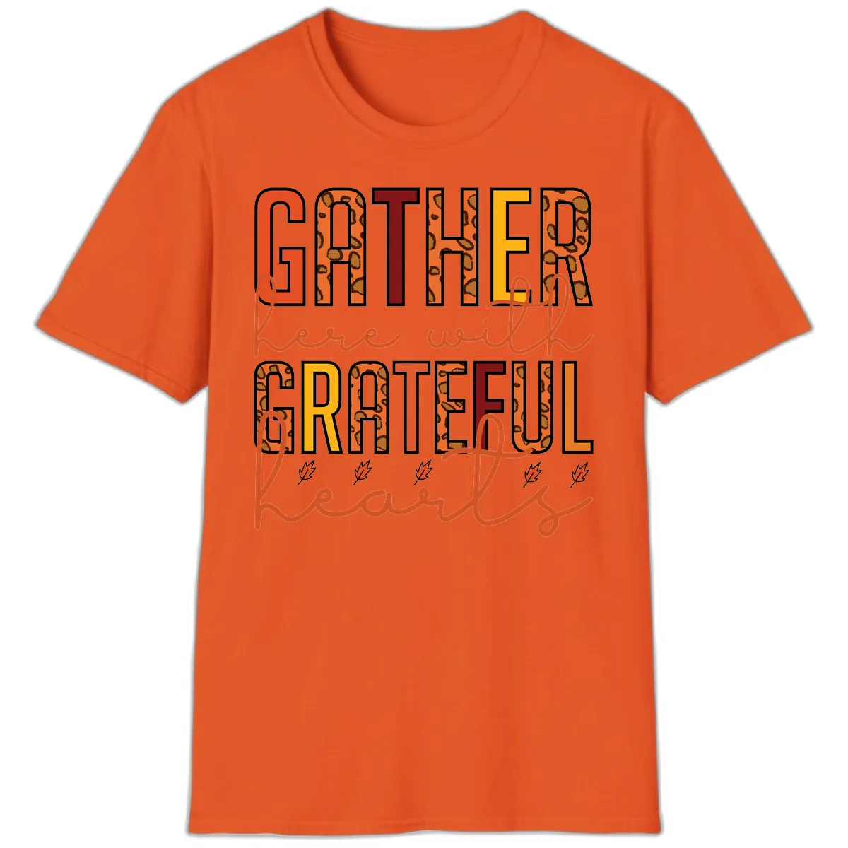 Gather Here With Hearts T-Shirt in Orange