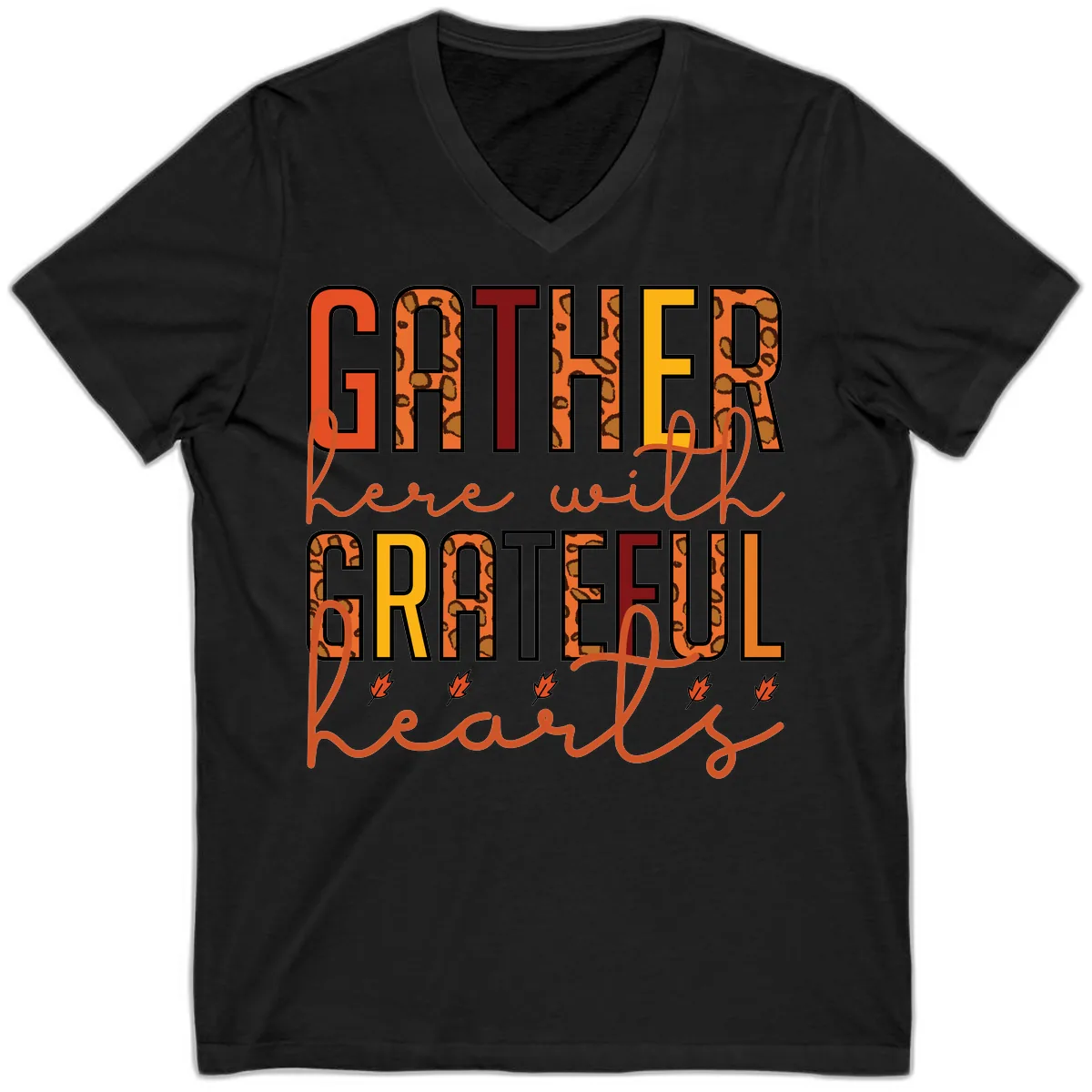 Gather Here With Hearts V-Neck in Black