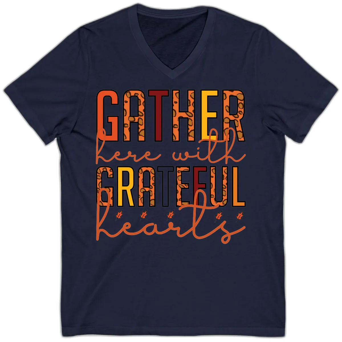 Gather Here With Hearts V-Neck in Navy
