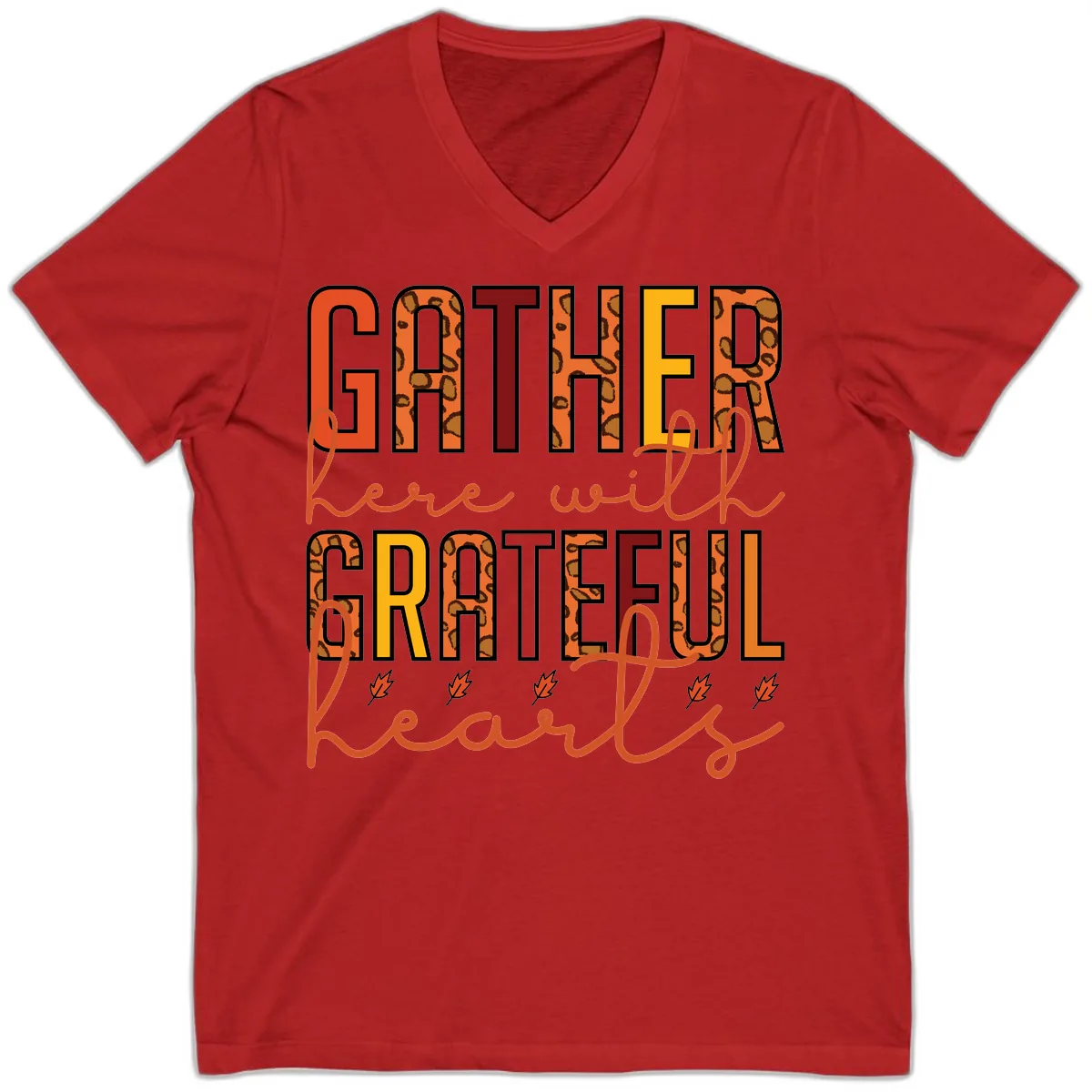 Gather Here With Hearts V-Neck in Red
