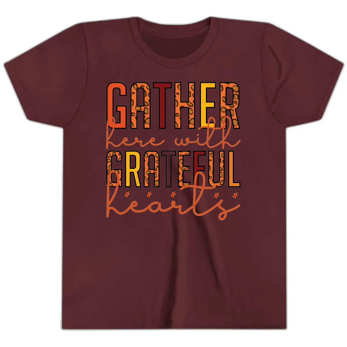 Gather Here With Hearts Youth T-Shirt in Maroon