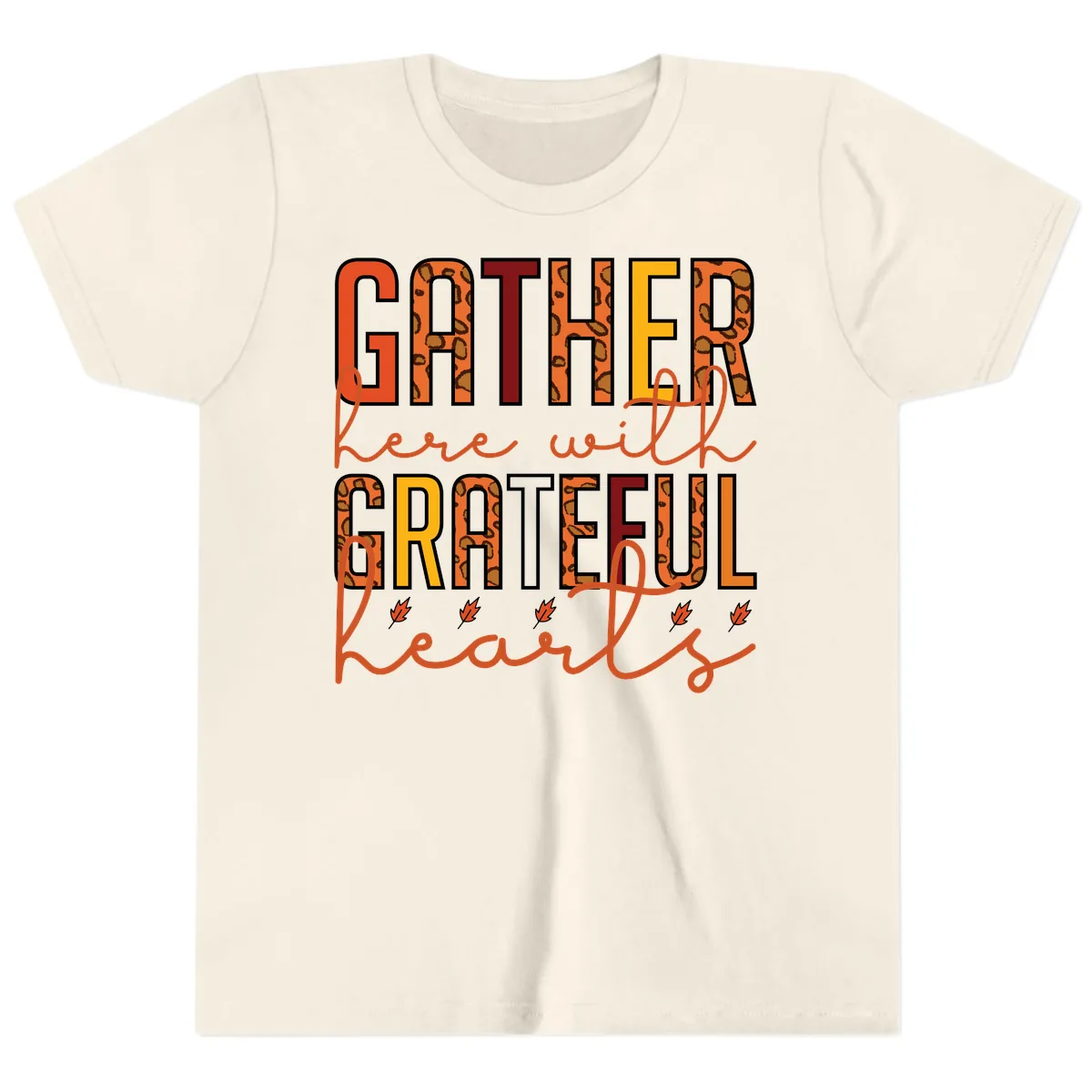 Gather Here With Hearts Youth T-Shirt in Natural