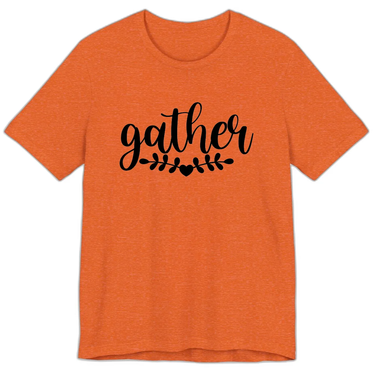 Gather Script With Heart and Leaves Premium T-Shirt in Heather Orange