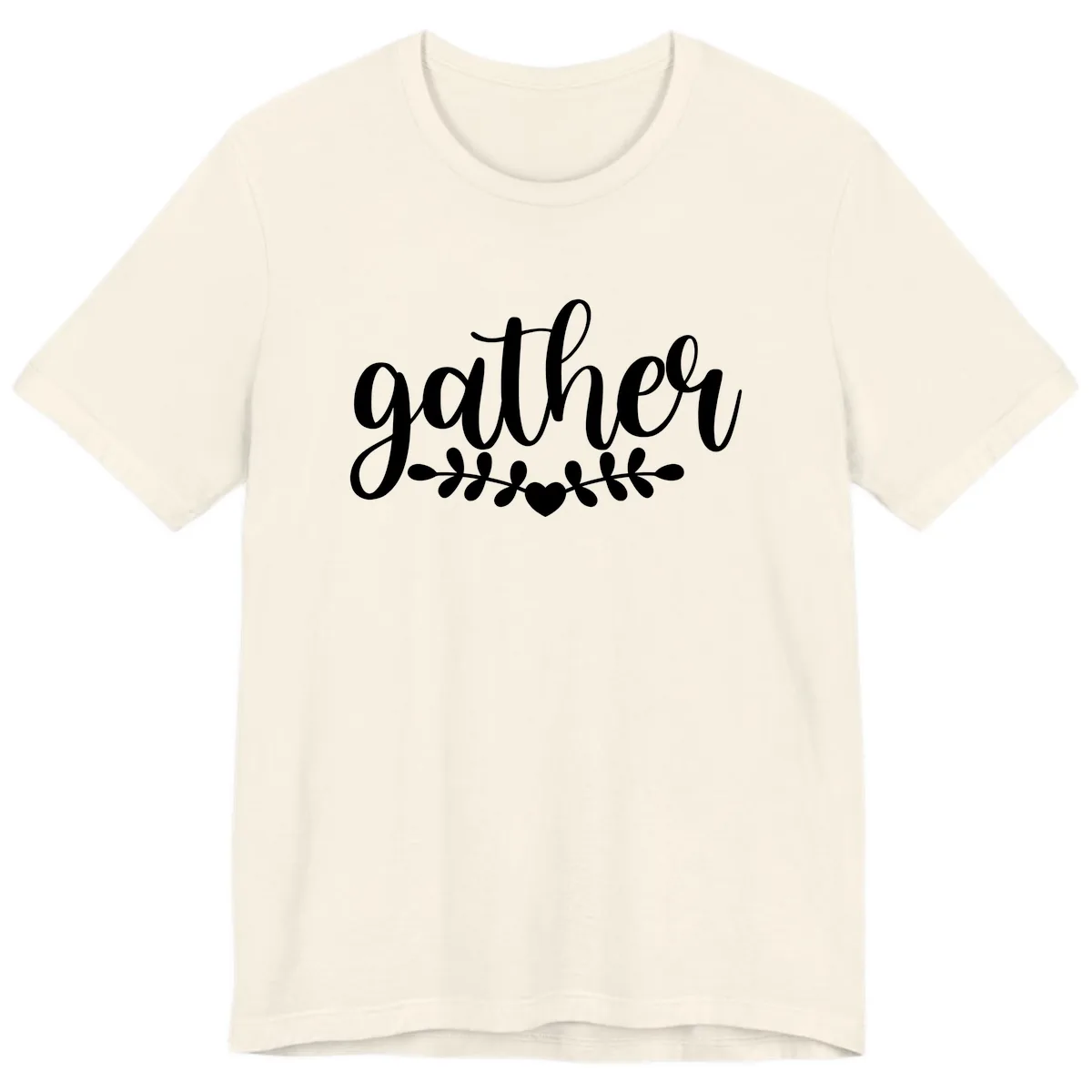 Gather Script With Heart and Leaves Premium T-Shirt in Natural