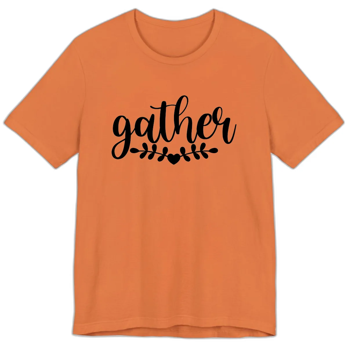 Gather Script With Heart and Leaves Premium T-Shirt in Burnt Orange
