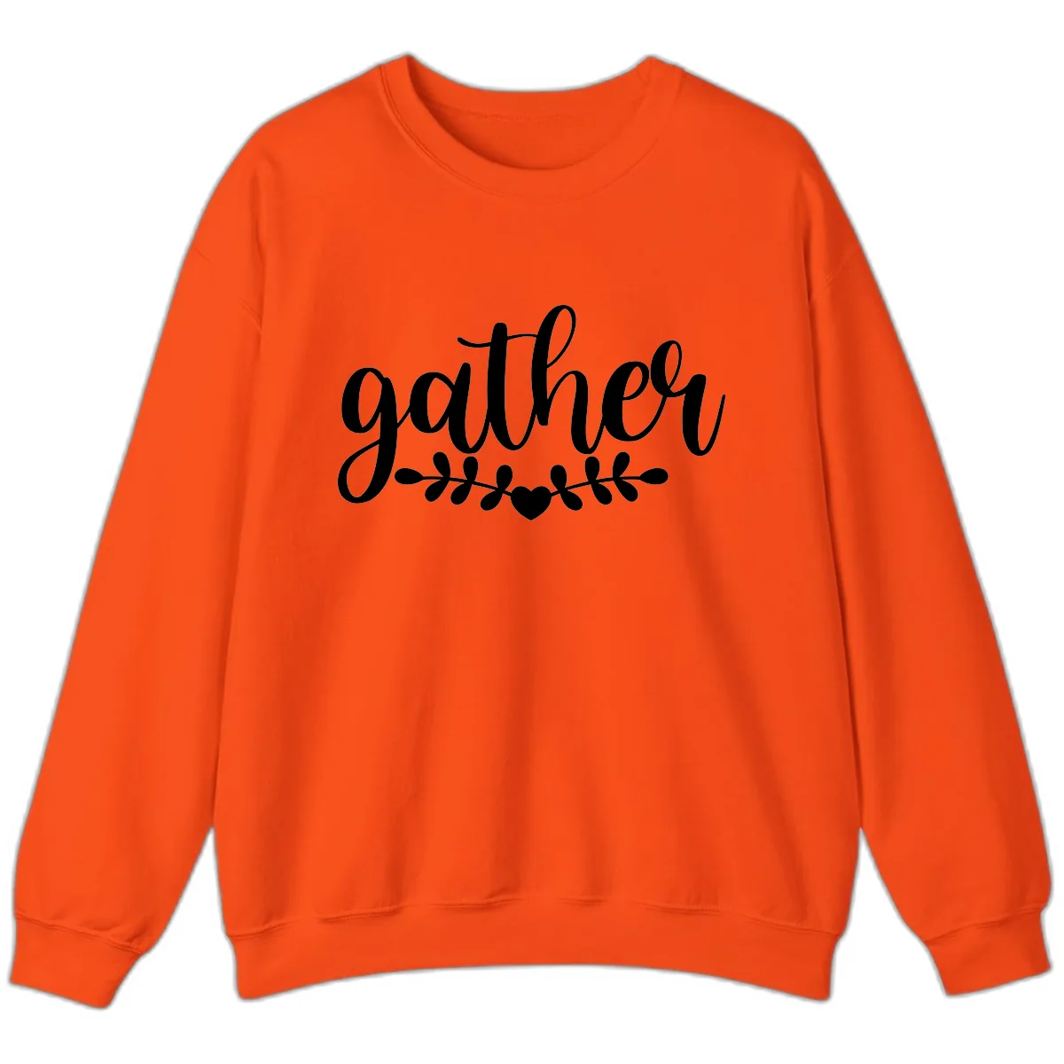 Gather Script With Heart and Leaves Sweatshirt in Orange
