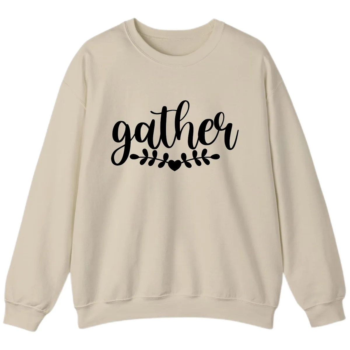 Gather Script With Heart and Leaves Sweatshirt in Sand