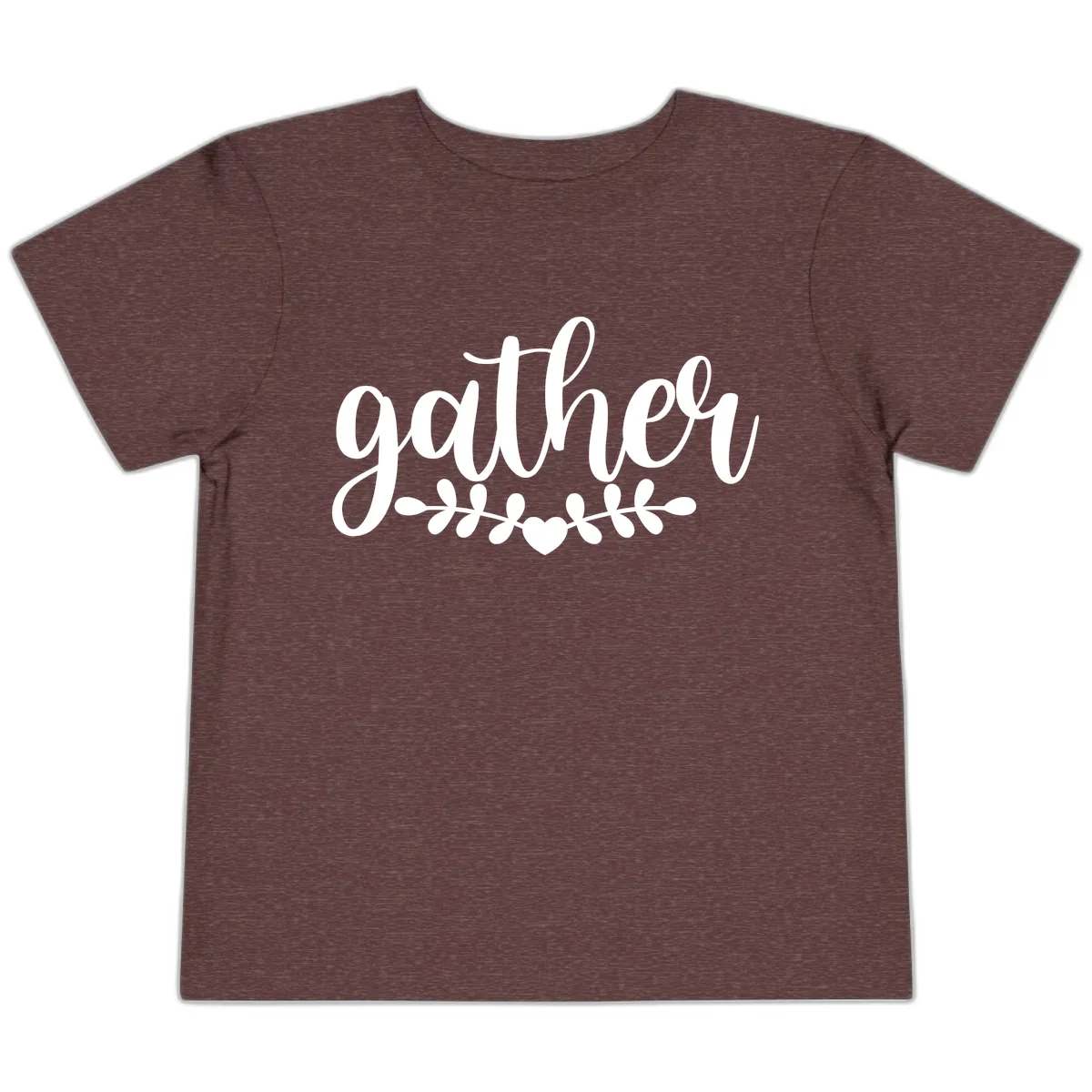Gather Script With Heart and Leaves Toddler T-Shirt in Heather Maroon