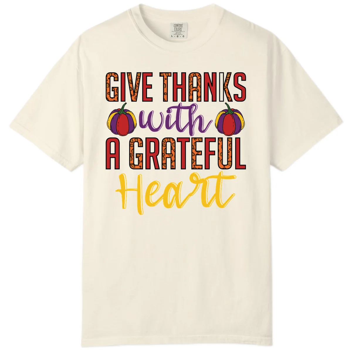 Give Thanks With A Heart Comfort Color in Ivory