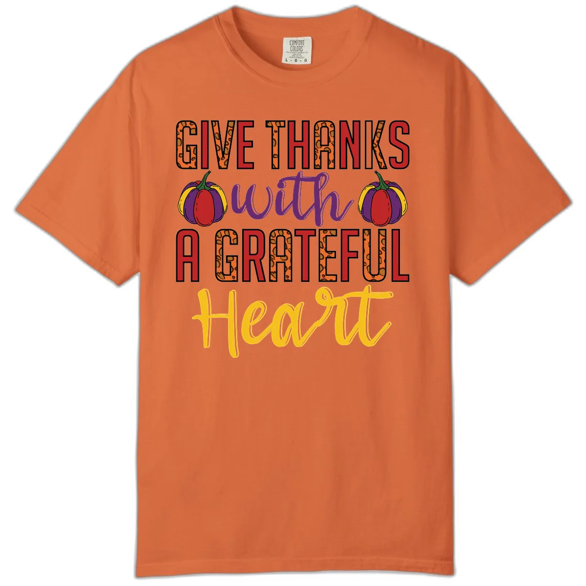 Give Thanks With A Heart Comfort Color in Burnt Orange