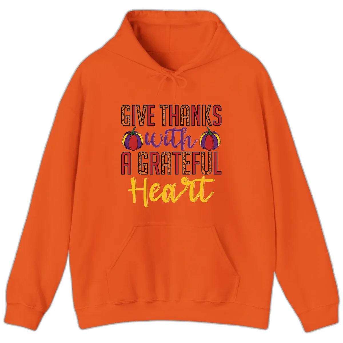 Give Thanks With A Heart Hoodie in Orange