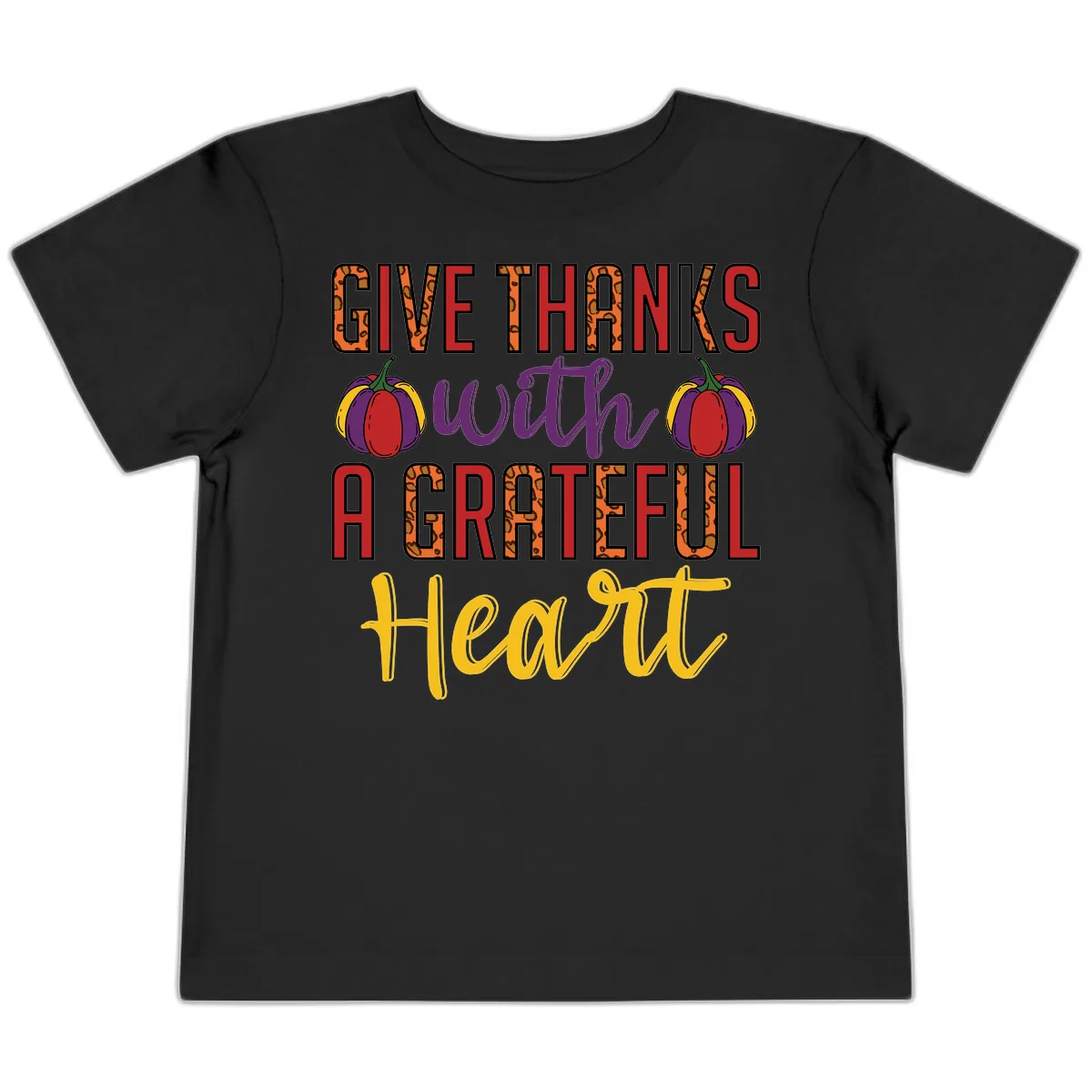 Give Thanks With A Heart Toddler T-Shirt in Black