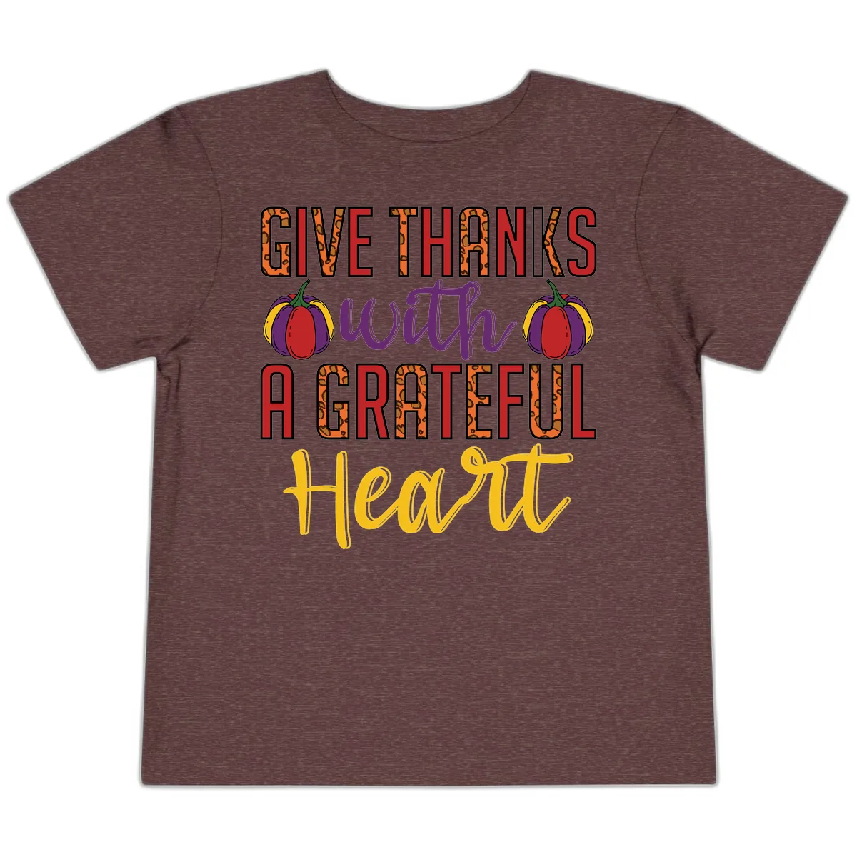 Give Thanks With A Heart Toddler T-Shirt in Heather Maroon