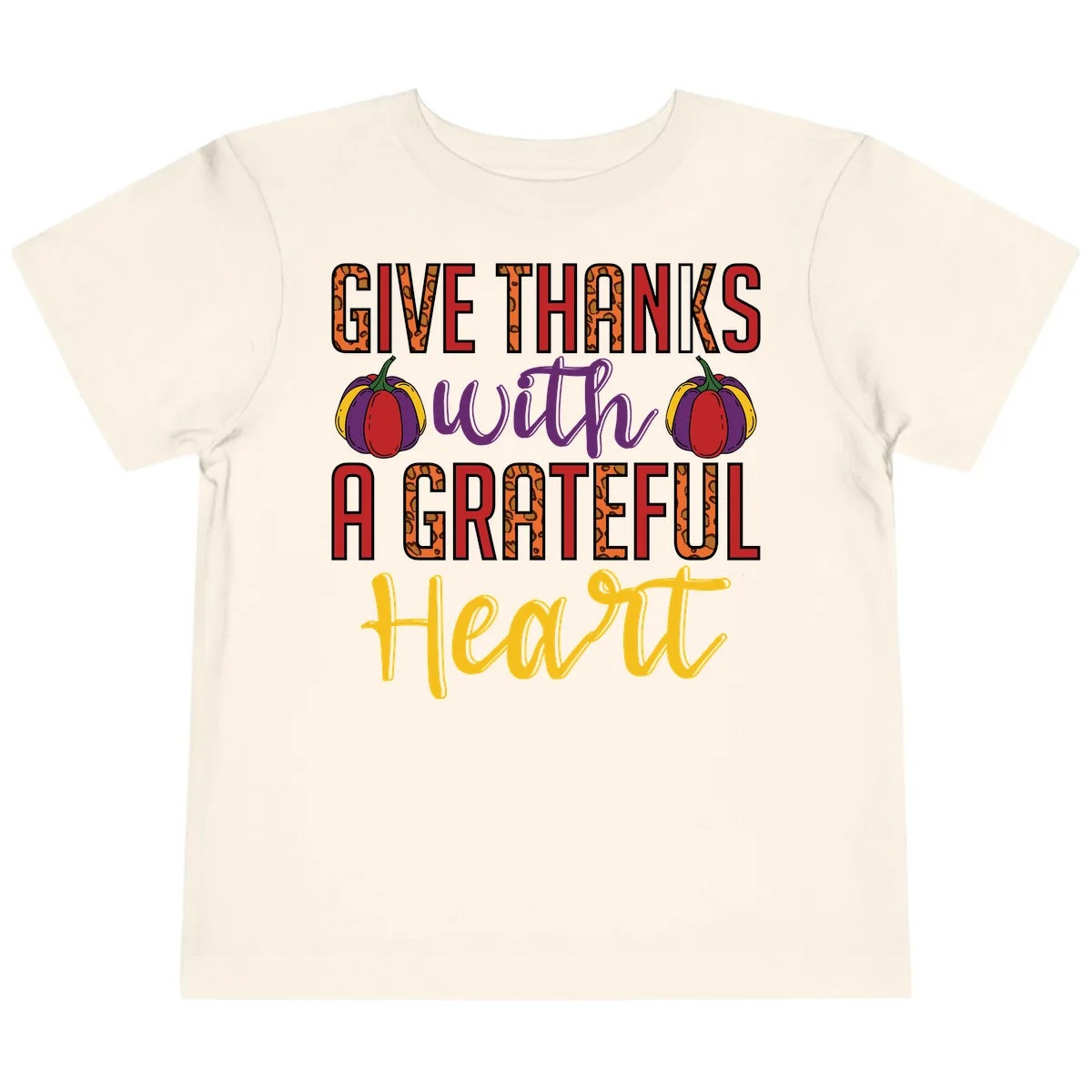 Give Thanks With A Heart Toddler T-Shirt in Natural