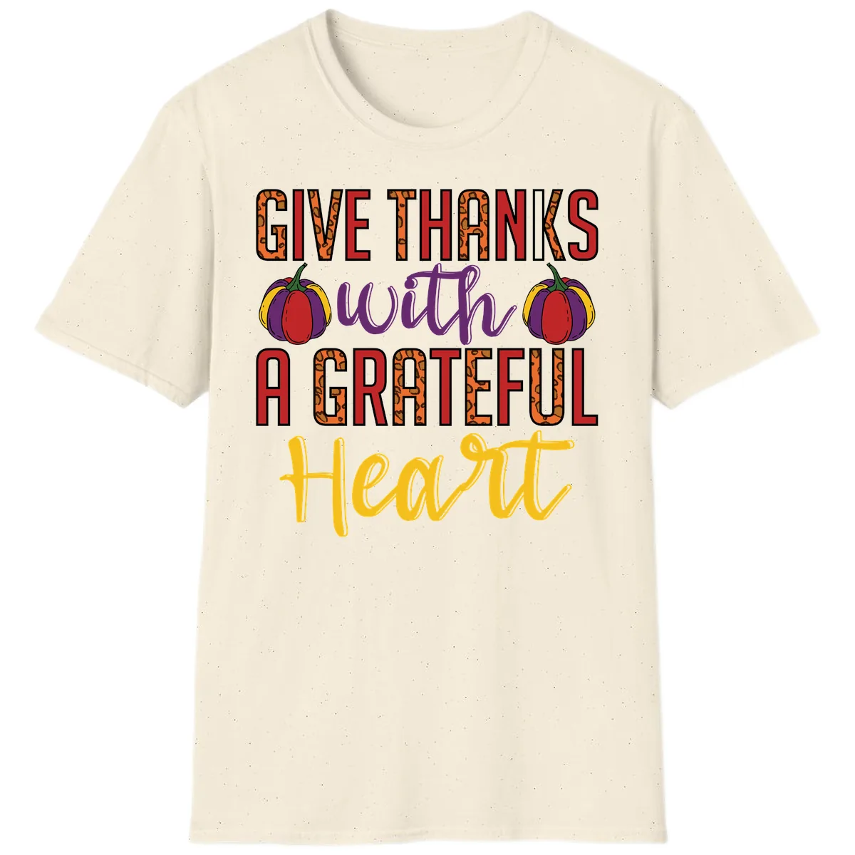 Give Thanks With A Heart T-Shirt in Natural