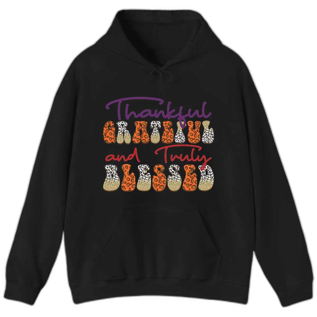 Thankful Grateful Truly Blessed Hoodie in Black