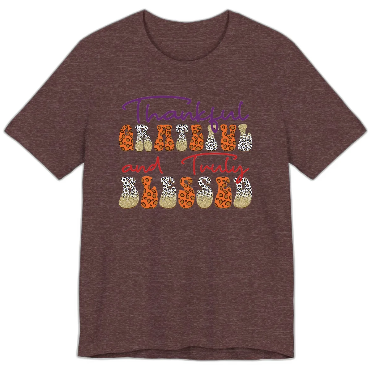 Thankful Grateful Truly Blessed Premium T-Shirt in Heather Maroon