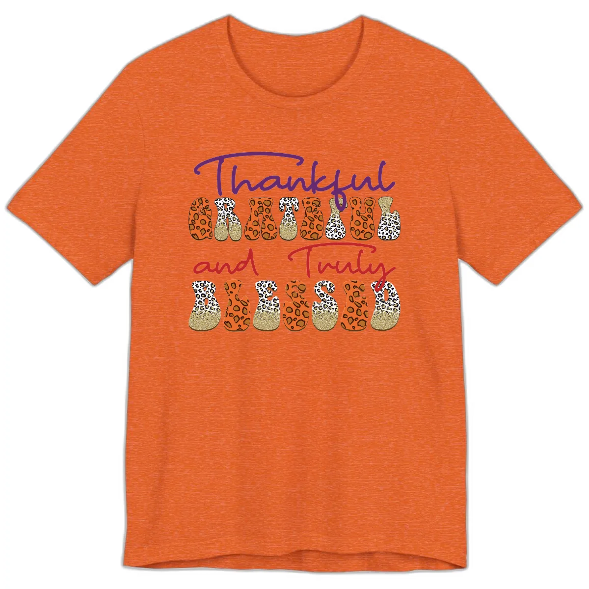 Thankful Grateful Truly Blessed Premium T-Shirt in Heather Orange