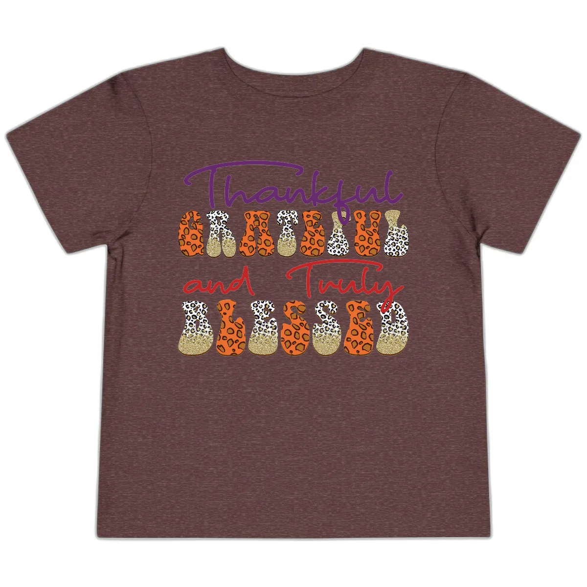 Thankful Grateful Truly Blessed Toddler T-Shirt in Heather Maroon