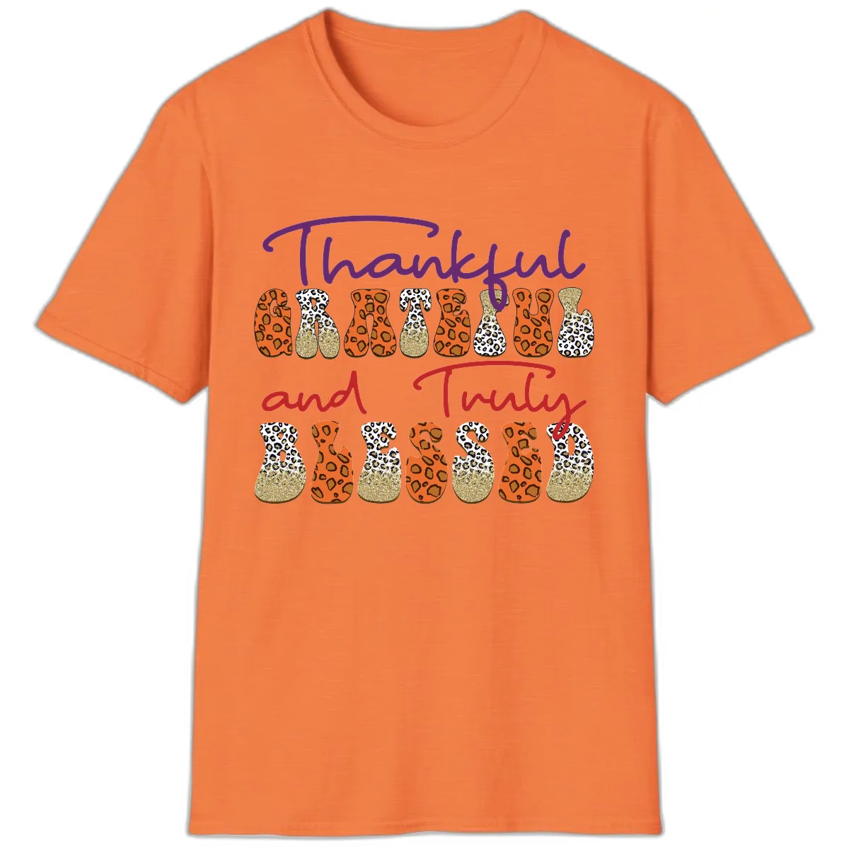 Thankful Grateful Truly Blessed T-Shirt in Heather Orange