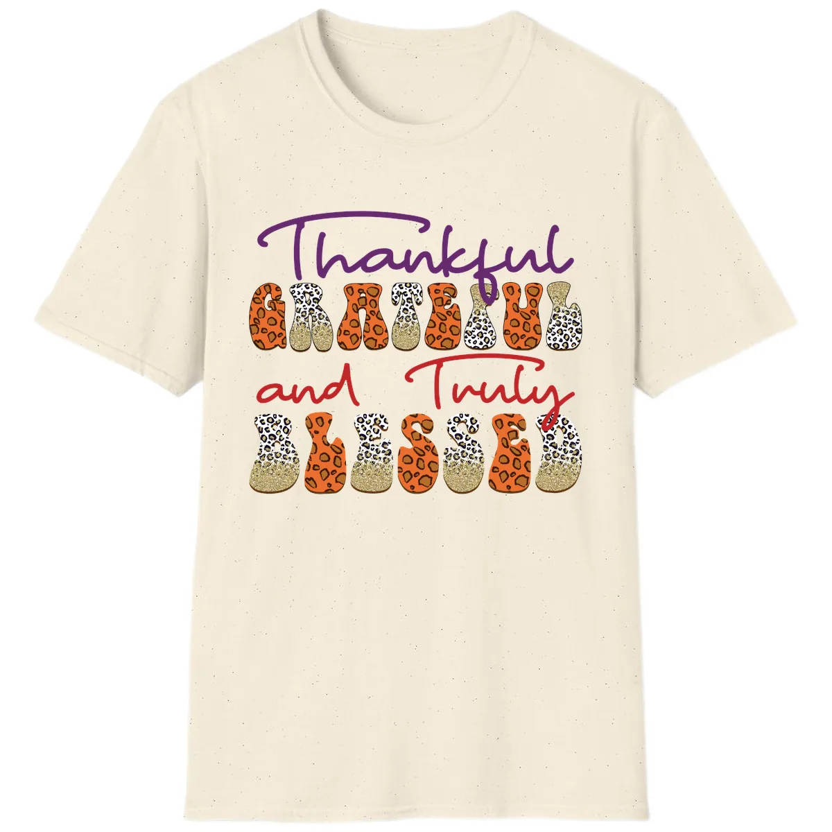 Thankful Grateful Truly Blessed T-Shirt in Natural