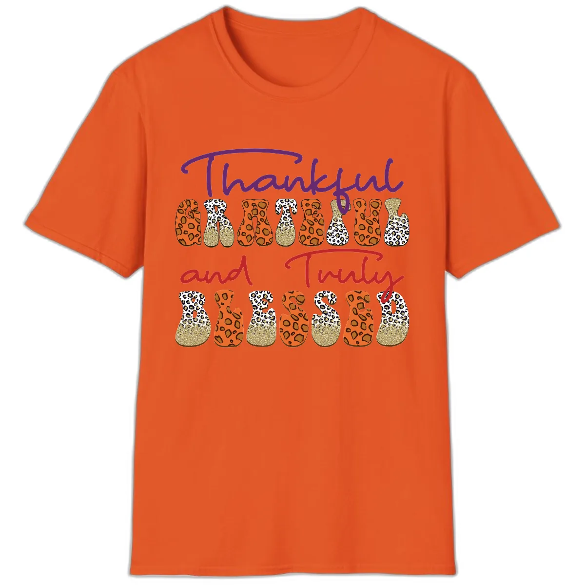 Thankful Grateful Truly Blessed T-Shirt in Orange