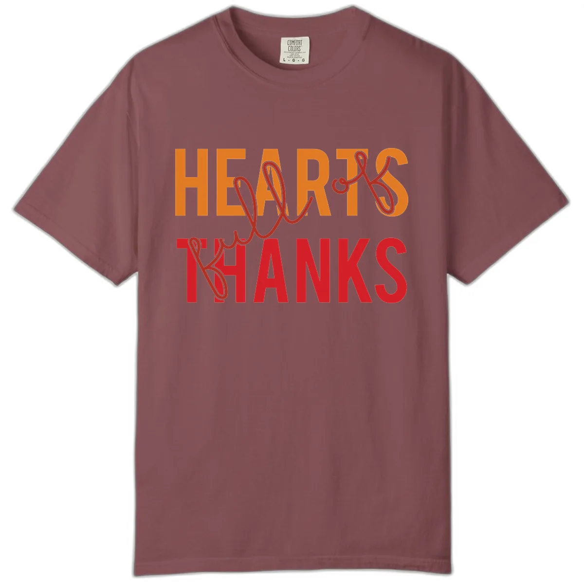 Hearts Full Of Thanks Typography Comfort Color in Brick