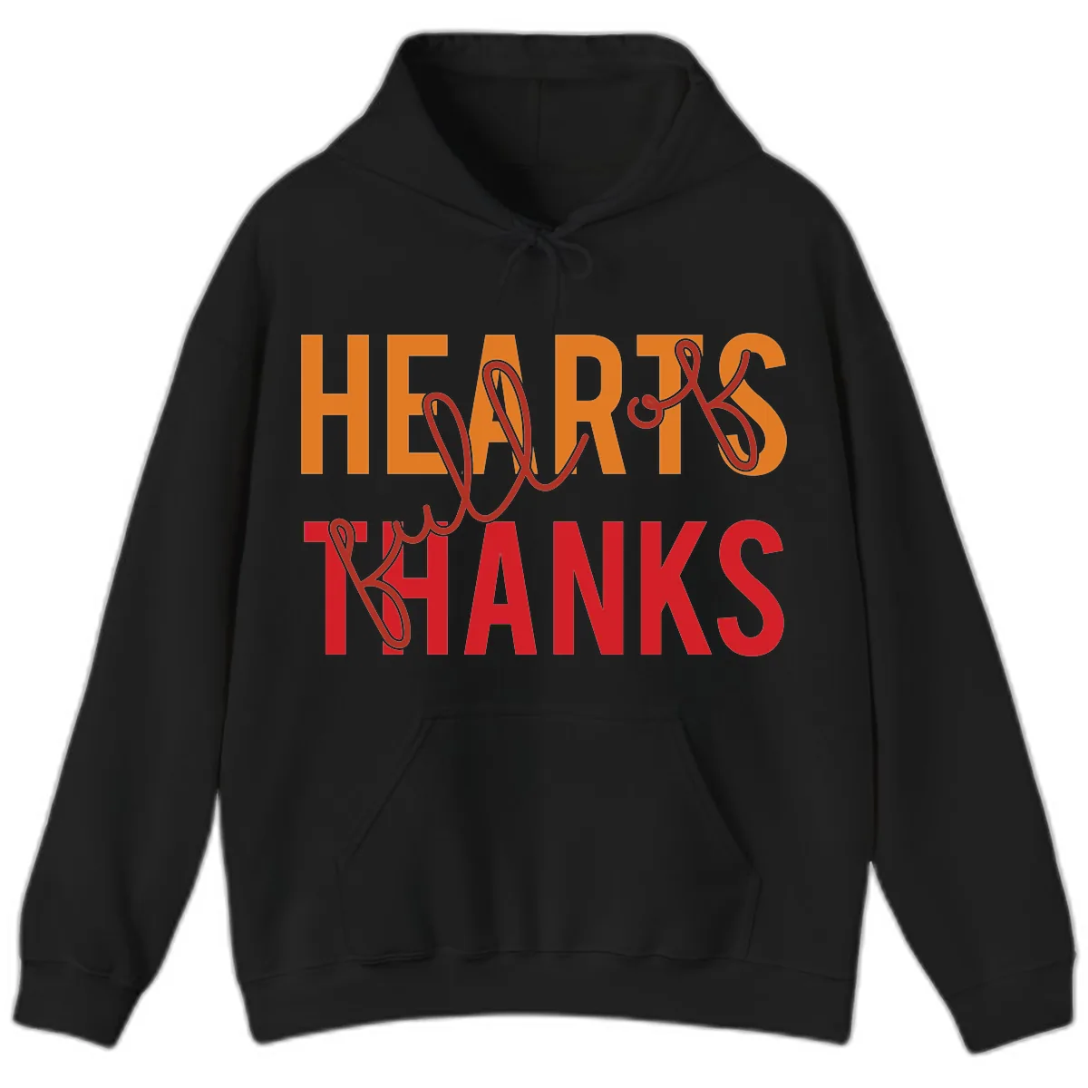 Hearts Full Of Thanks Typography Hoodie in Black