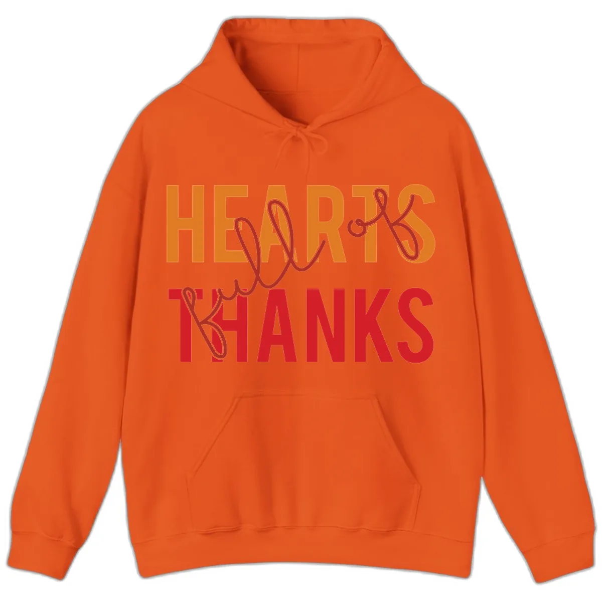 Hearts Full Of Thanks Typography Hoodie in Orange