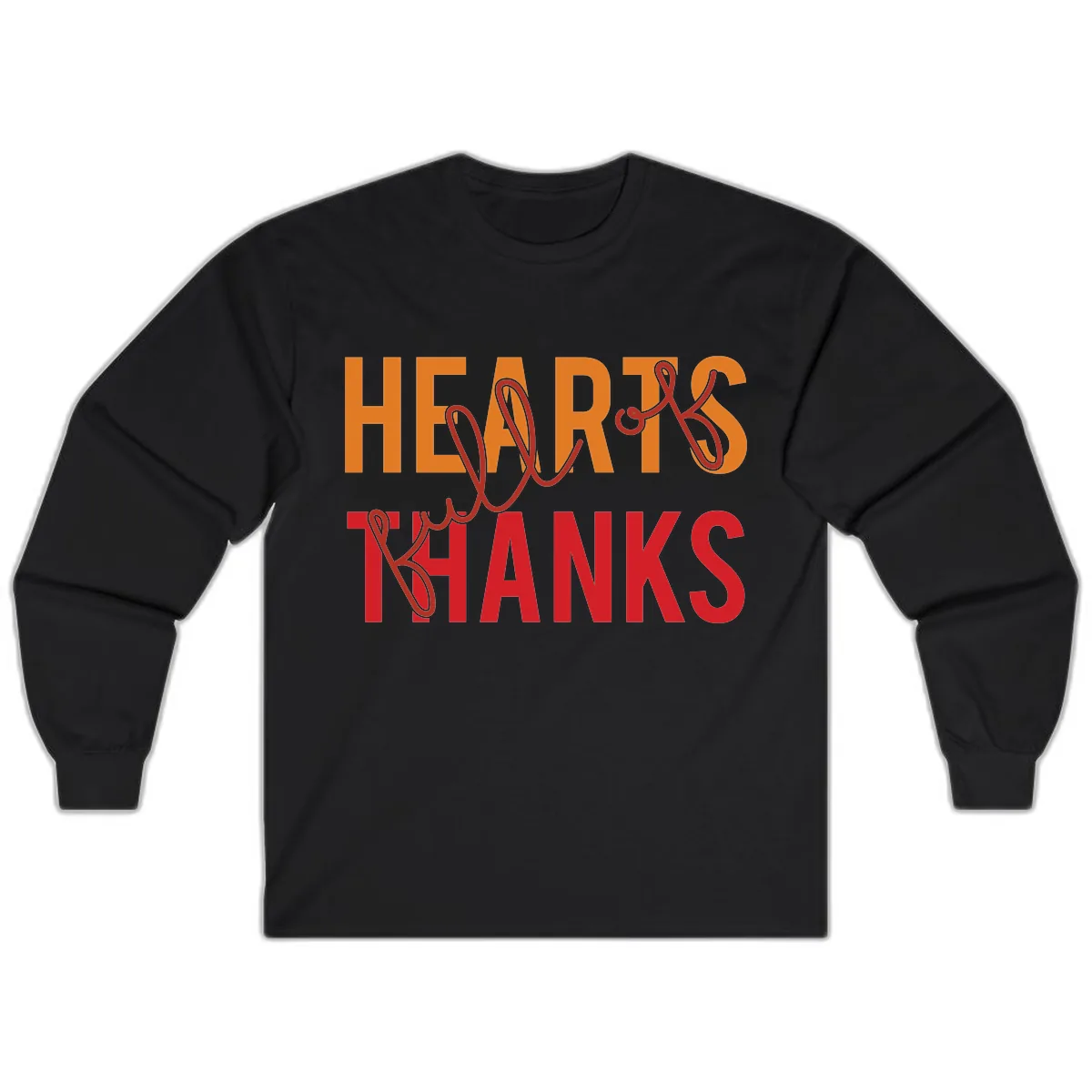 Hearts Full Of Thanks Typography Long Sleeve in Black