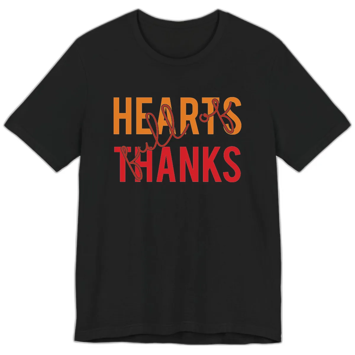 Hearts Full Of Thanks Typography Premium T-Shirt in Black