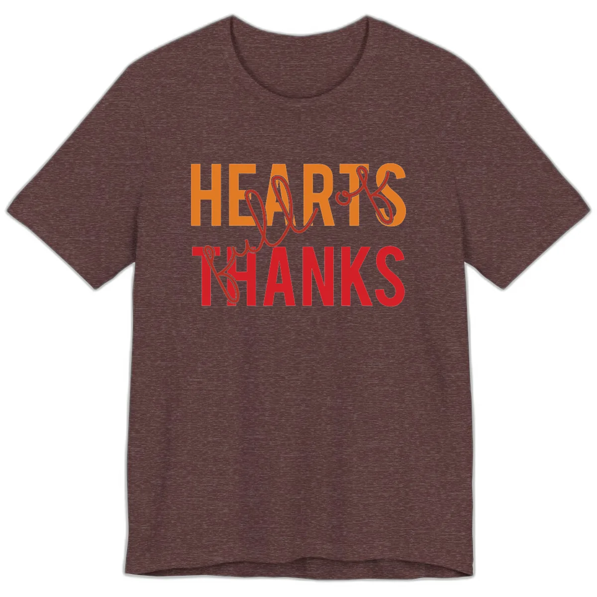 Hearts Full Of Thanks Typography Premium T-Shirt in Heather Maroon
