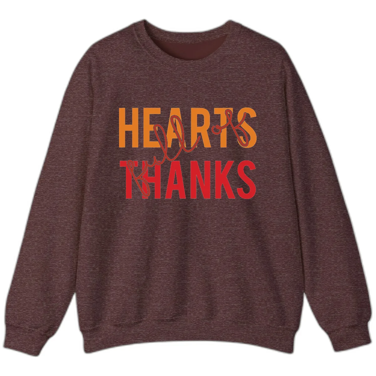 Hearts Full Of Thanks Typography Sweatshirt in Heather Sport Dark Maroon