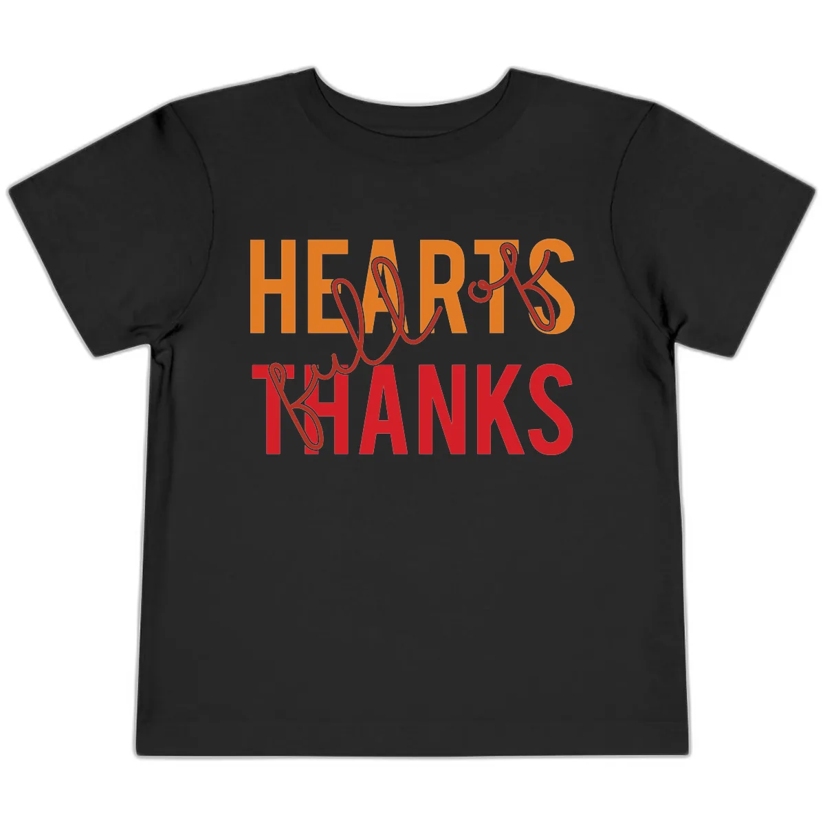 Hearts Full Of Thanks Typography Toddler T-Shirt in Black