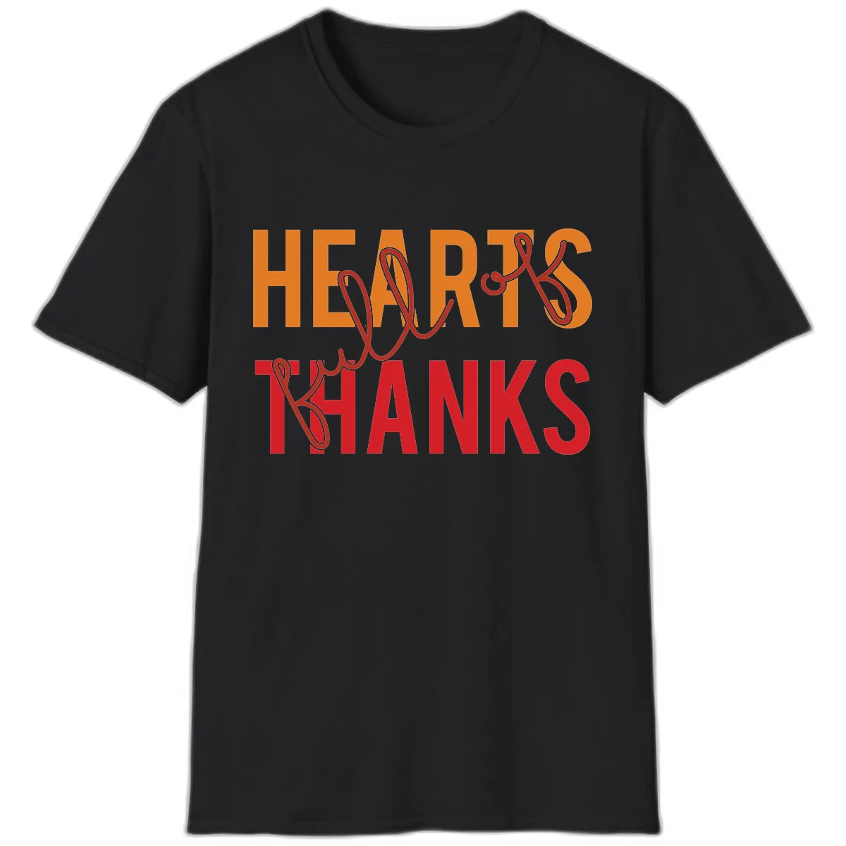 Hearts Full Of Thanks Typography T-Shirt in Black