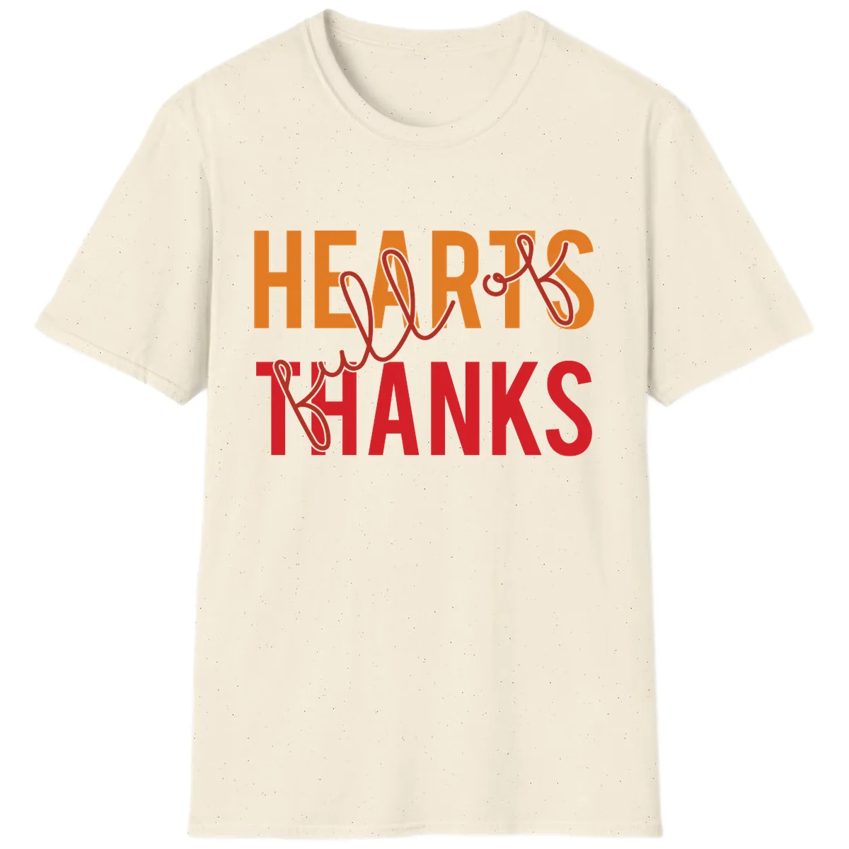 Hearts Full Of Thanks Typography T-Shirt in Natural