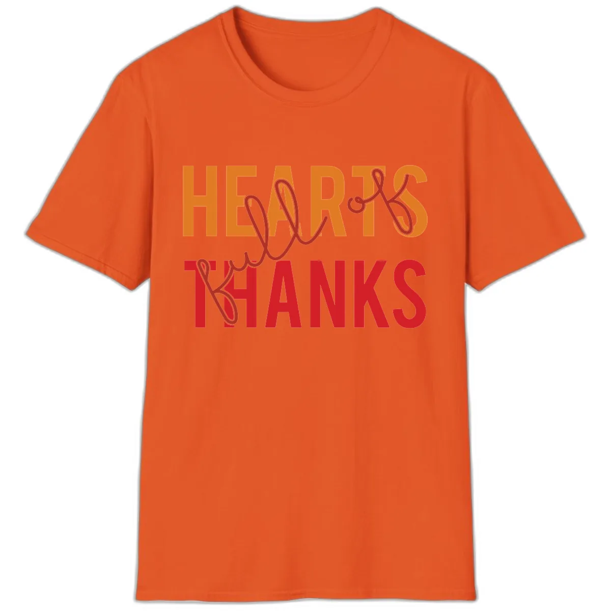Hearts Full Of Thanks Typography T-Shirt in Orange