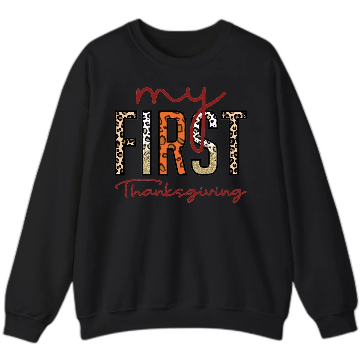 My First Thanksgiving Leopard Print Sweatshirt in Black