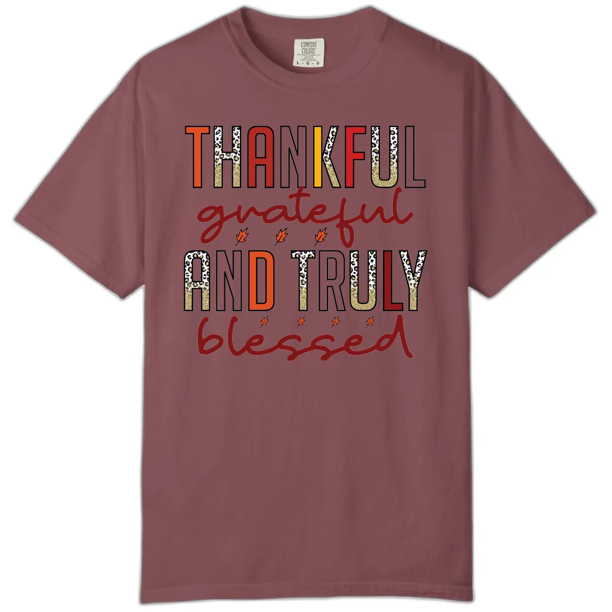 Grateful And Truly Blessed Typography Comfort Color in Brick