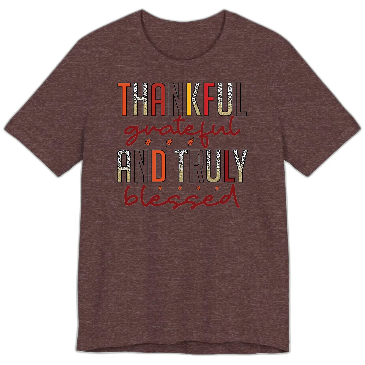 Grateful And Truly Blessed Typography Premium T-Shirt in Heather Maroon