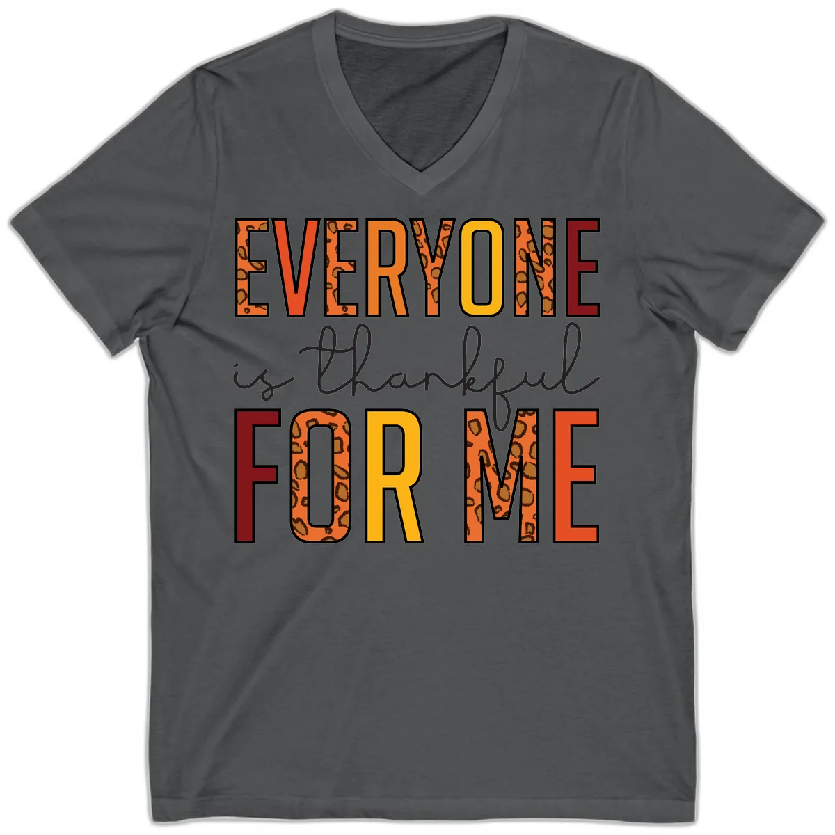 Everyone Is For Me Typography V-Neck in Asphalt