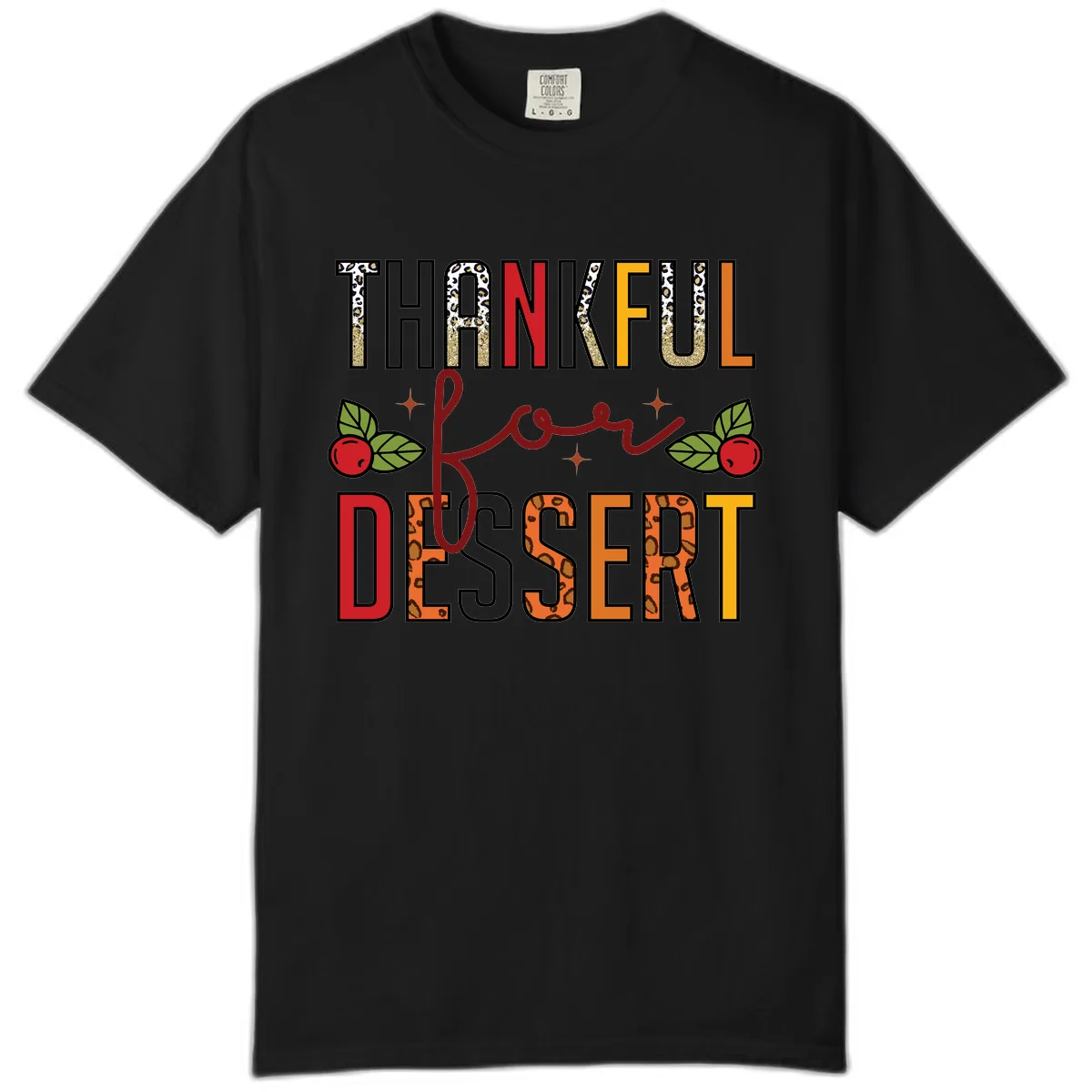 Thankful For Dessert Leopard Print Comfort Color in Black