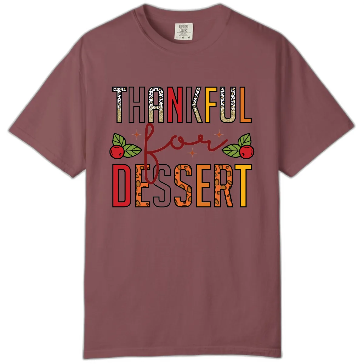 Thankful For Dessert Leopard Print Comfort Color in Brick